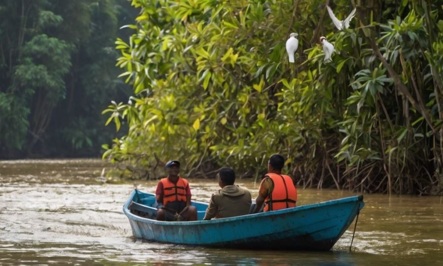 boat safari in madu river for bird watching
