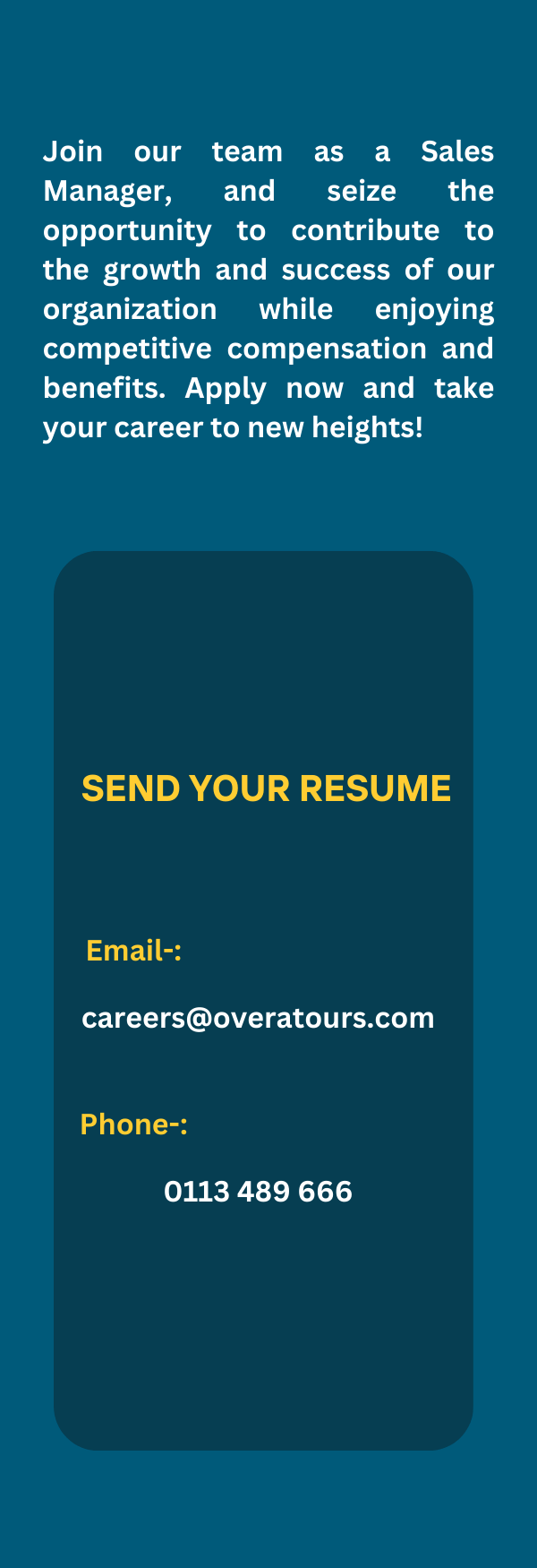 sales manager outbound - overa tours