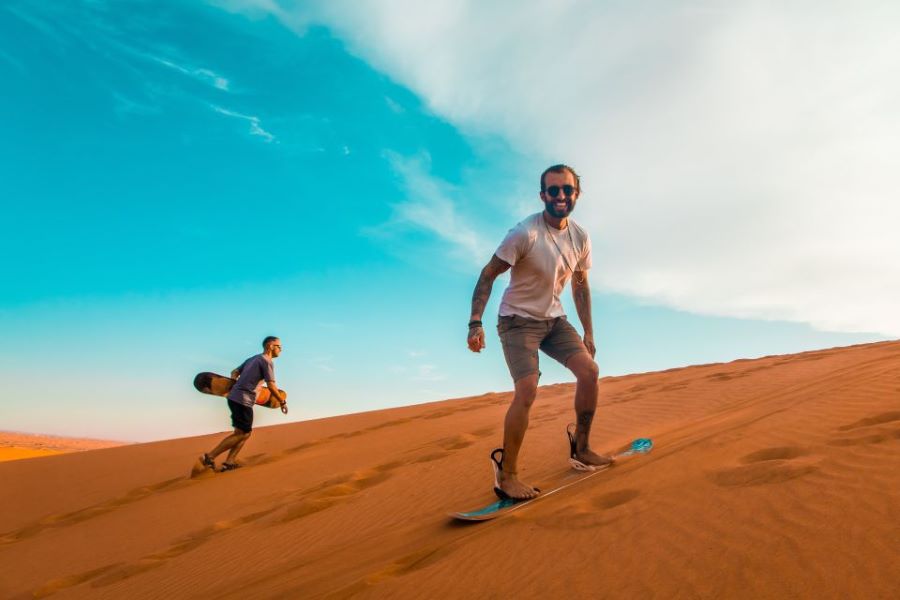 Sand surfing in Dubai 